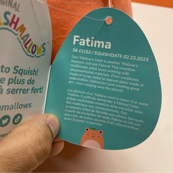 Squishmallow Fatima the Peach Frog 8” - Picture 5 of 9